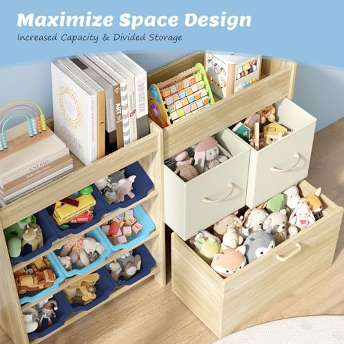EXPERLAM Toy Storage Organizer for Kids, 9 Blue Bins, 2 Drawers, Toy Chest - Image 5