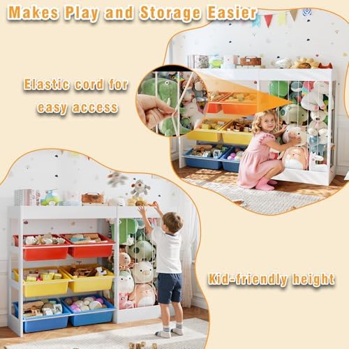 VontinT 50.6"W Toy Organizers and Storage with Stuffed Animal Holder,Wooden - Image 4