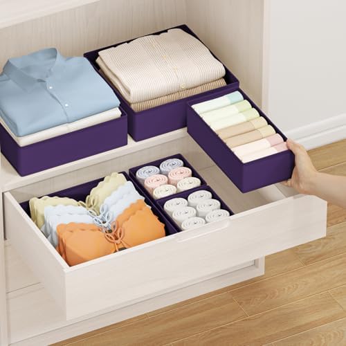 DIMJ Drawer Organizer Clothes 15 Pack - Foldable Baby Organizers and Storage & Dresser Organizer for Bedroom, Closet - Nursery Organization Dresser Dividers for underwear, Sock,Bra, Belt, Tie, Purple - Image 4