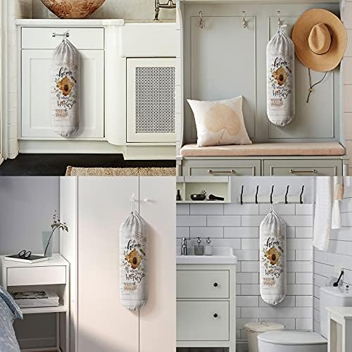 Hglian Bee Grocery Bag Holder,Plastic Bags Organizer Storage Farmhouse Kitchen Décor-Home is Where Your Honey is - Image 6