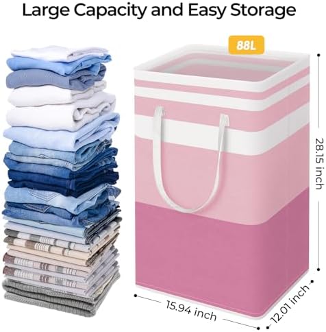 HomeHacks 2 Pack Laundry Baskets, Laundry Hampers Bags (Blue+Pink 88L) - Image 4