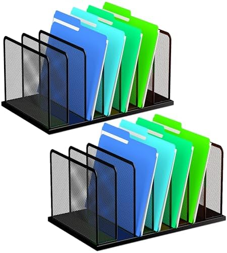 Kuntine.B 7-Section Upright Desk File Organizer Black 2 Pack by KuntineB