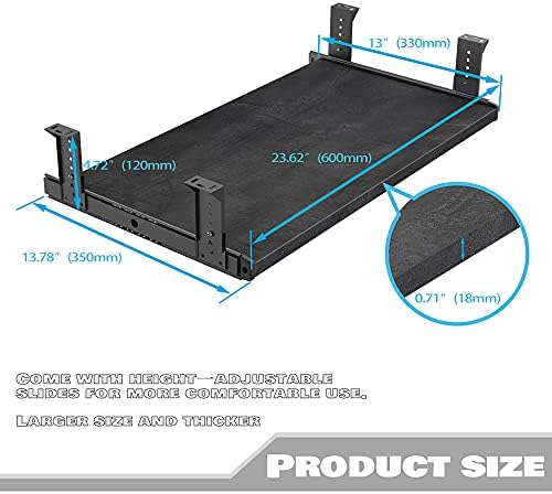 FRMSAET Slide Out 20/24/30 inch Keyboard & Mouse Tray (24 in, Black Rock) - Image 3