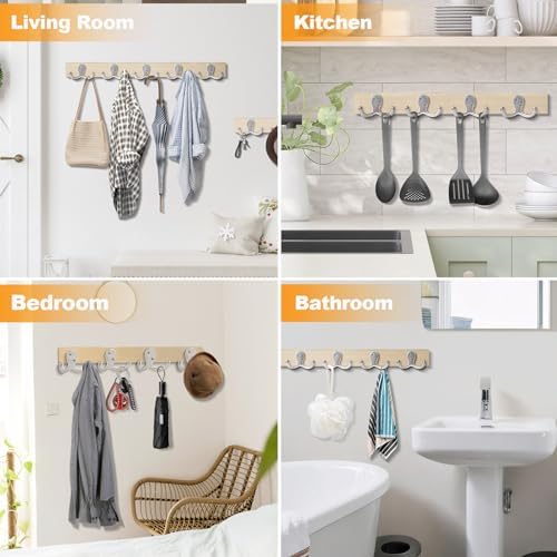 15 Pack Coat Hooks Wall Hooks for Hanging, Heavy Duty Double Prong Metal Hook Wall Mounted for Living Room, Bathroom, Kitchen, Bedroom for Coat, Bag, Scarf, Towel, Hat, Key, Cup (Silver) - Image 2