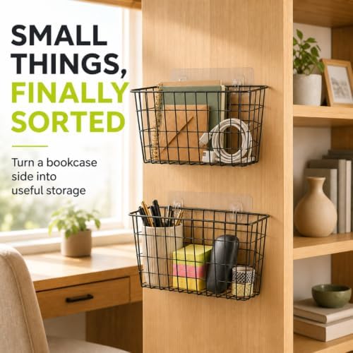 ZUSHALLMY 2 Pack Wire Baskets for Wall, No Drill Adhesive Kitchen Storage - Image 4
