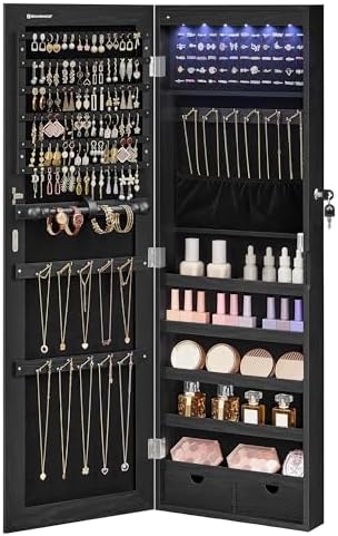 SONGMICS Mirror Jewelry Cabinet Armoire, Wall or Door Mounted, Lockable by SONGMICSbySONGMICSHOME