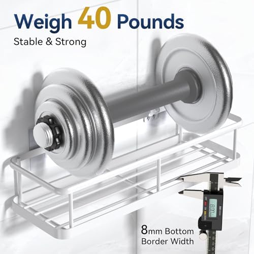 YASONIC Shower Caddy Adhesive, Rustproof Shower Organizer, Large Capacity Shower Shelves for Inside Shower, No Drilling Bathroom Organizers and Storage for Home Decor - Image 4
