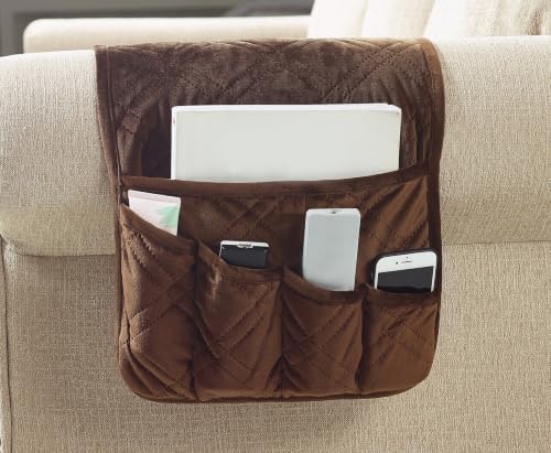 Brilliant Sunshine Chocolate Velvet Couch Armrest Organizer, 35"×13" by BrilliantSunshine