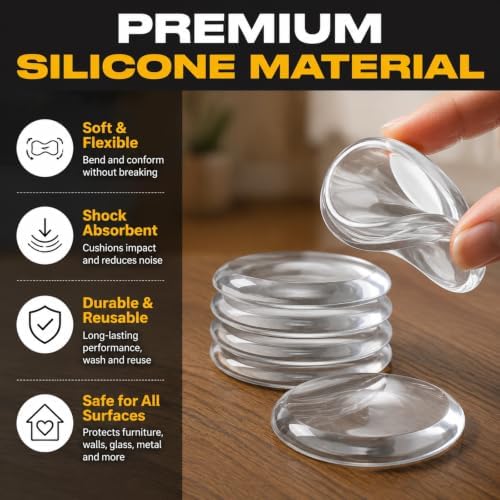 12 Pack Silicone Door Stoppers, 2 Inch Clear Wall Protectors for Door Knobs - Image 6