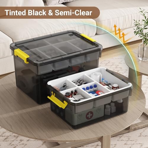 40Qt Stackable Storage Bins with Lids Trays Craft Box Organizers, 2Pack,GY - Image 4