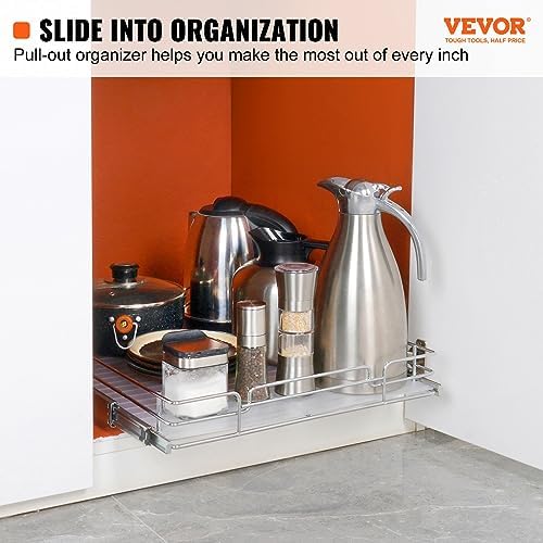 VEVOR 21.5" Wx21 Dx3.5 H Pull Out Cabinet Organizer, Heavy Duty Slide Out Pantry Shelves, Chrome-Plated Steel Roll Out Drawers, Storage for Home, Under Sink, 23" Wx22 Dx7 H Install Size for Cabinet - Image 2