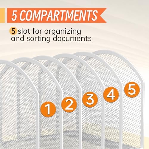 MINDEPOT Desk File Organizer 5 Sections Desktop Organizer File Sorter Office Organization File Folder Holder for Office School & Classroom (White, 5 Section - 1Pack) - Image 4