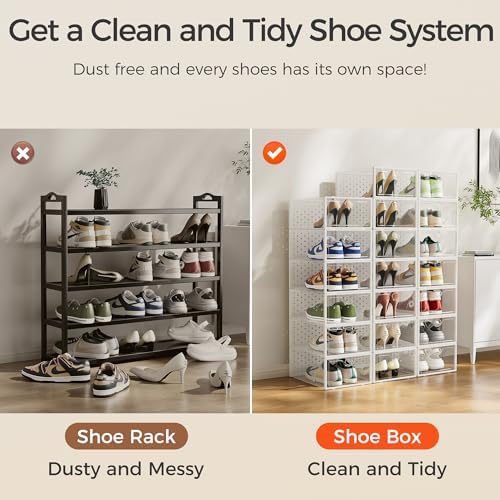 Pinkpum 12 Pack X-Large Shoe Storage Boxes, Shoe Organizer Clear Stackable - Image 3