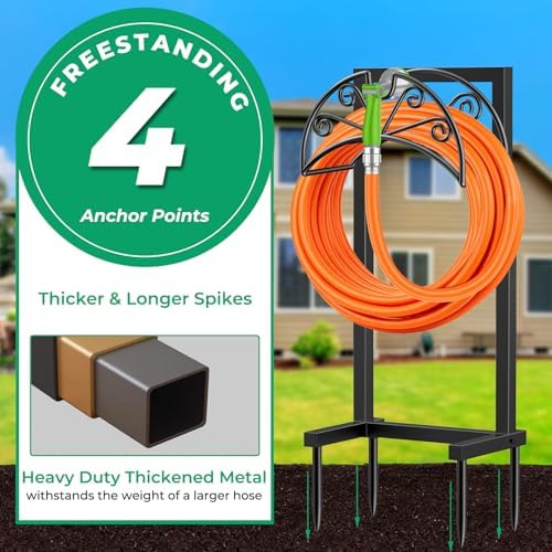 TomCare Garden Hose Holder, Heavy Duty Stand for 160FT Hose with 4 Spikes - Image 5