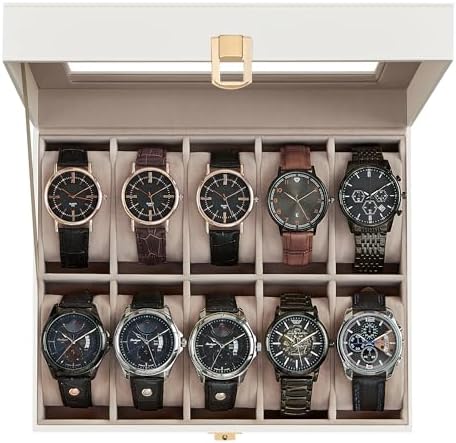 SONGMICS Watch Box, 10-Slot Watch Case with Large Glass Lid by SONGMICSbySONGMICSHOME