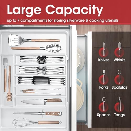 Aujen Silverware Drawer Organizer, Adjustable Utensil Cutlery Tray - Image 3