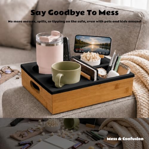 Couch Cup Holder Tray, Wide Opening Couch Caddy for Bed Car Seat Beach - Image 2