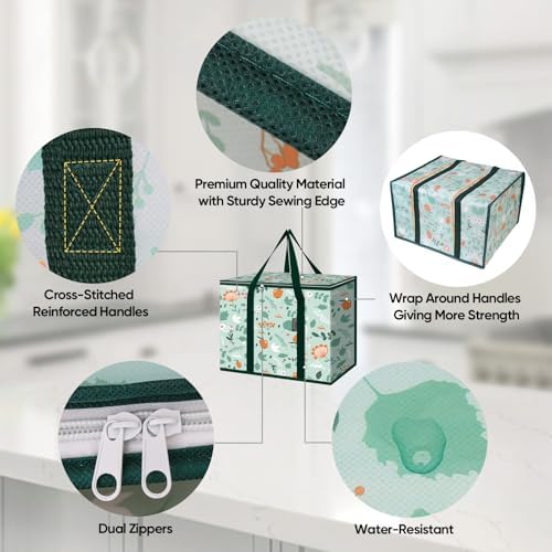 BALEINE 2Pk Insulated Reusable Grocery Bags, Collapsible Cooler Bag for Groceries, Heavy Duty Large Insulated Bag (16''x9''x13'', Spring Stroll) (Pack of 10) - Image 3