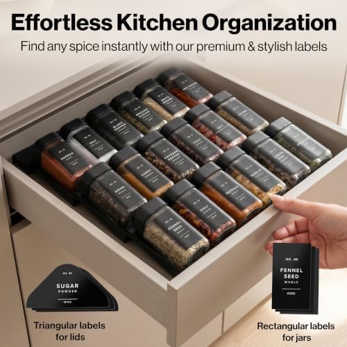 EDELHAUS Glass Square Spice Jars with Label, 24x Black Sprinkle Lids - Image 3