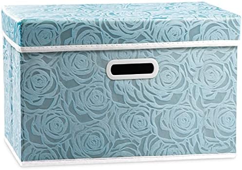 PRANDOM Collapsible Storage Cubes with Lids Fabric Decorative Storage Bins Boxes Organizer Containers Baskets with Cover Handles for Bedroom Closet Living Room 14.9x9.8x9.8 Inch 3 Pack by Prandom