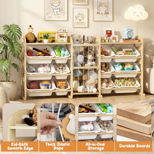Toy Storage Organizer with Stuffed Animal Storage, 12 Toy Bins - Image 4