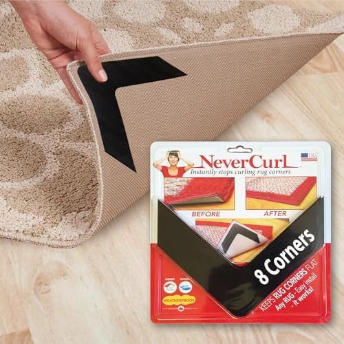 iPrimio NeverCurl V Shape Rug Corner Gripper, Reusable, 7.5" x 7.5", 8 Pack by iPrimio