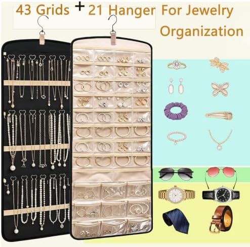 Hanging Jewelry Organizer, 1Pcs Double-Sided Jewelry Storage Roll XL - Image 2