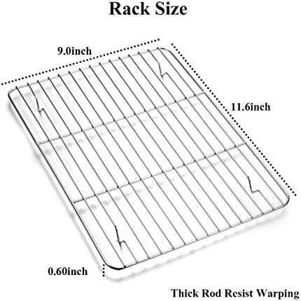 Wildone Baking Sheet with Rack Set [2 Sheets + 2 Racks], Stainless Steel Cookie Pan baking Tray with Cooling Rack, Size 12 x 10 x 1 Inch, Non Toxic & Heavy Duty & Easy Clean - Image 5