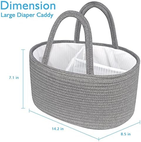 ABenkle Baby Diaper Caddy Organizer, Cotton Rope Nursery Storage Basket - Image 5
