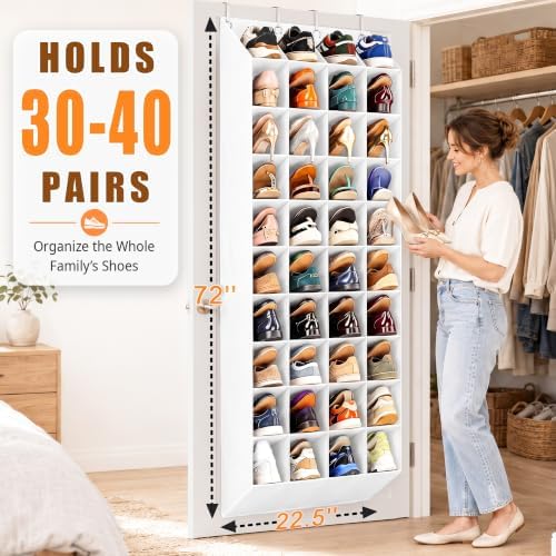UVIAHOMI 30-40 Pairs Over the Door Shoe Organizer, 10-Tier Door Shoes Rack - Image 2