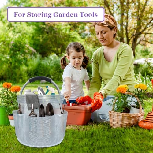 17L Portable Shower Caddy with Handle, Foldable Cleaning Supply Caddy in PVC Resin, Picnic Basket with 6 Side Pockets, Multifunctional Storage Basket for Bathroom, Picnics, Transparent - Image 5