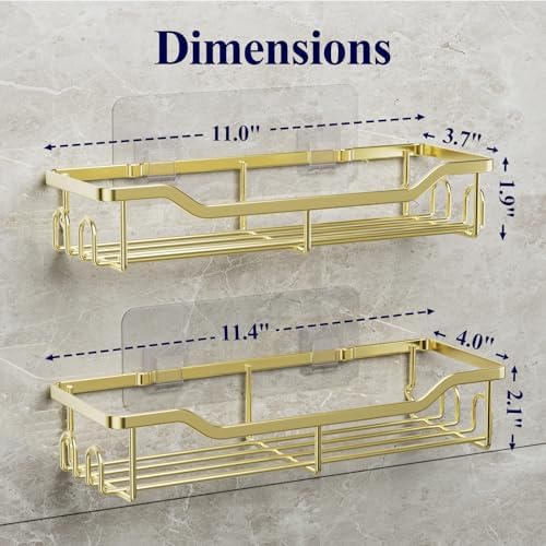 Kitsure Shower Caddy, Adhesive Shower Organizer, Large, Gold - Image 2