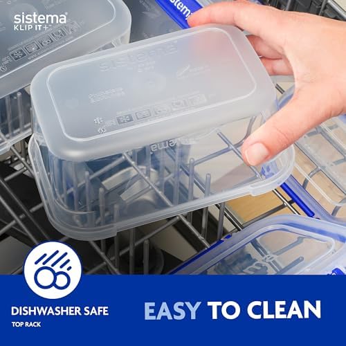 Sistema KLIP IT+ 3.35L Rectangle Food Storage Containers (3-Pack), Stackable & Airtight Food Boxes with Lids, Dishwasher, Freezer, & Microwave-Safe, BPA-Free, School Lunch Boxes - Image 4