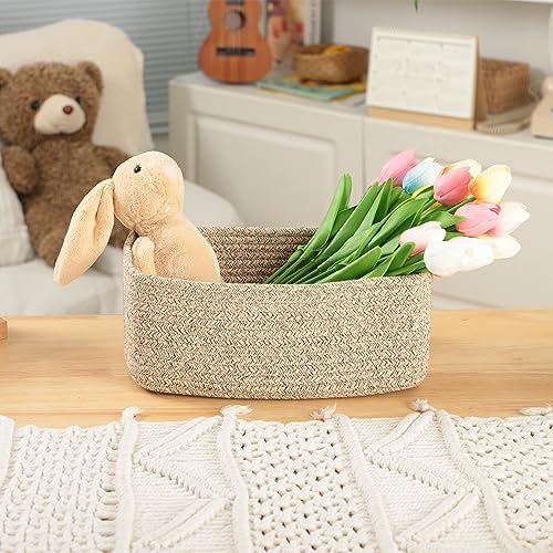 MiniArk Small Storage Baskets for Organizing | Closet Organizer Bins | Shelf Toy Basket | Woven Rope Baskets | Cube Decorative Box | Shallow Basket | 11.5x7.5x4.7” | 4 Packs Mixed Brown - Image 5