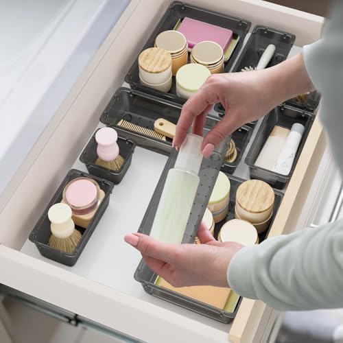 SpaceHacks 15 PCS Plastic Drawer Organizer Set, Drawer Storage Trays - Image 2