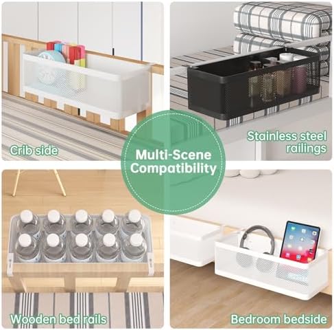 Bedside Caddy Shelf for Bunk Bed, White, L13.78in*W5.12in*H3.94in - Image 6