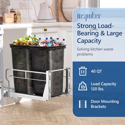 Insputer Dual Pull Out Trash Can Under Cabinet with Soft-Close Slides - Image 4