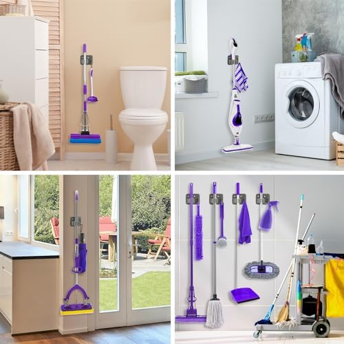 Broom Holder Wall Mount Rack, 304 Stainless Steel Mop and Tool Organizer - Image 6