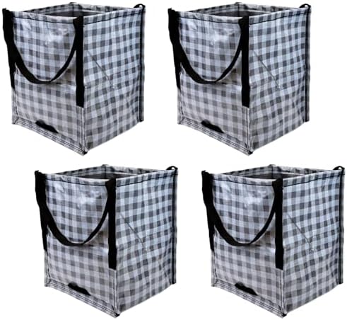 DURASACK Heavy Duty Storage Tote Bag 22-Gallon, Gingham Gray, Pack of 4 by DURASACK