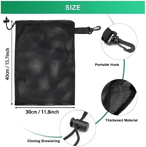 10 PCS With Clips Mesh Drawstring Bags, Portable Nylon Storage Bags for toy,Sports Storage,Outdoor activities etc. (11.8x15.7in) - Image 2