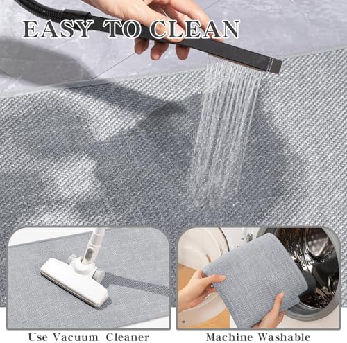 chakme Bathroom Rugs Mat U-Shaped 24x17, Ultra ThinNon Slip Bath Mat Small Quick Dry Absorbent Bath Matfor Bathroom Floor, (Light Grey, U-24"x17") - Image 5
