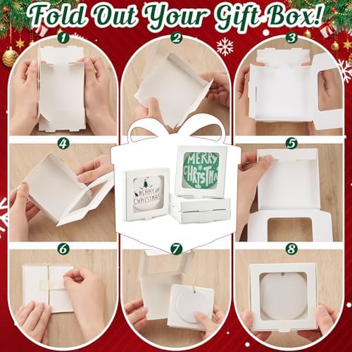 36 Pcs Christmas Sublimation Blanks Ornament Gift Box, Red,Green,White - Image 3