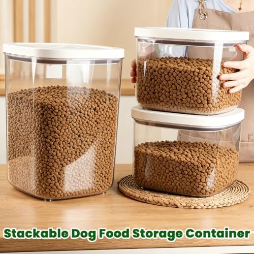 TBMax Dog Cat Food Storage Container 5 Lbs, Stackable Pet Food Dog Treat Container with Pop Up Lids, Airtight Food Storage Bin for Kitchen Organization - Image 3