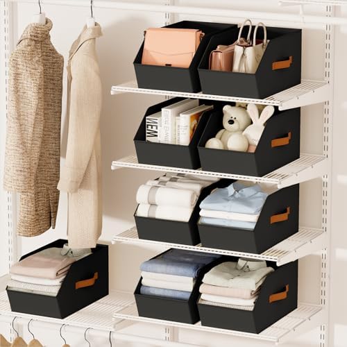 Homsorout Large Closet Storage Cubes - Closet Storage Bins with Dual Handles for Clothes, Towels, Toys, Shelf Organizer Bins for Bedroom, Nursery, Shelves, Small Spaces, Black, 4 Pack - Image 4