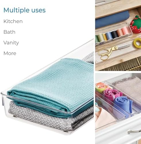 iDesign 5-Piece Kitchen Drawer Organizer Set, Clear - Image 7