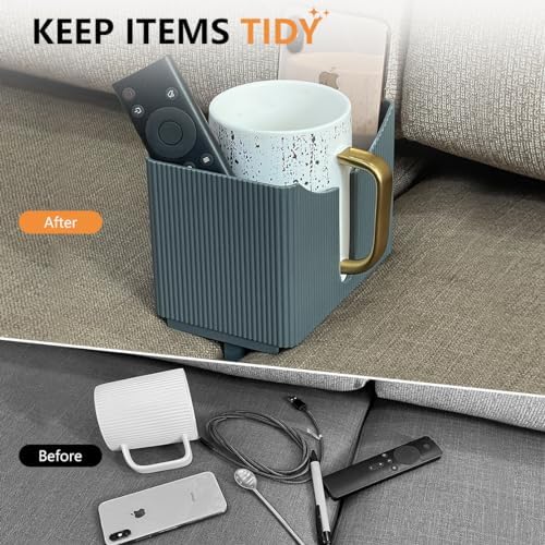 Couch Anti-Spill Drink Holder Tray, Couch Seat Cushion Cup Beverage Holder for Cups, Mugs, Bottles, Cans (Gray) - Image 4