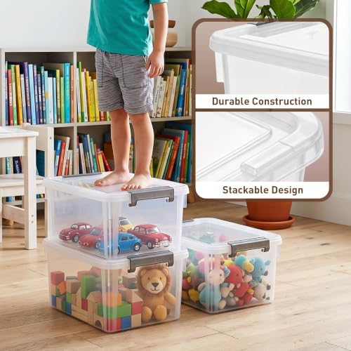 Citylife 2-Pack 17 QT Clear Plastic Storage Bins with Latching Lids - Image 4
