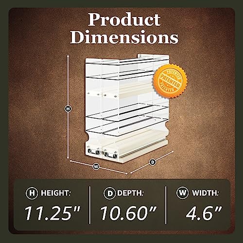 Vertical Spice Adjustable Spice Rack Drawer - Pull Out Cabinet Organizer - Kitchen and Pantry Organizers and Storage - Spice Caddy - 2 Drawers, 3 Upper Tier (4.6" W x 11.25" H x 10.6" D, Cream) - Image 4