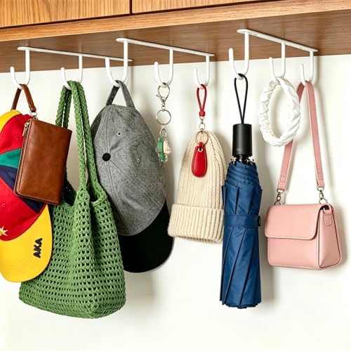 3pcs Mug Hooks,Under Cabinet Mug Holder, Coffee Cups Hook,Mug Hanger Organizer Rack with 9 Hooks for Displaying Mugs, Cups and Kitchen Utensils (White) - Image 4
