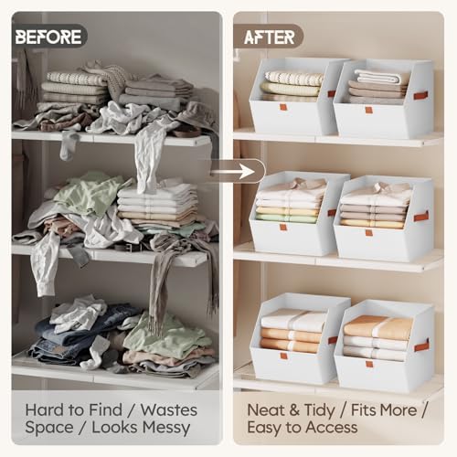 Homsorout Fabric Closet Storage Cubes - 10 Pack Square Storage Bins with Dual Handles for Clothes, Towels, Toys, Cube Storage Organizers for Bedroom, Nursery, Shelves, Closet, Small Spaces, White - Image 3